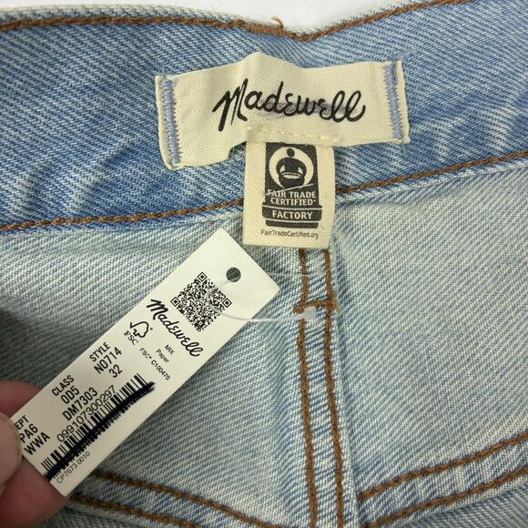 MADEWELL Denim Shorts Women 32 Relaxed Mid-Length Step-Hem Cut-Off NO714 NWT - Picture 3 of 6